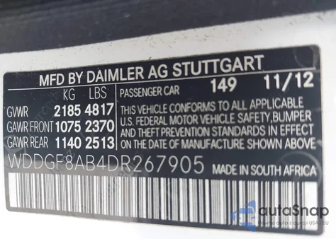 2013 Mercedes-Benz C 300 Luxury 4Matic/Sport 4Matic from USA, damaged, VIN WDDGF8AB4DR267905